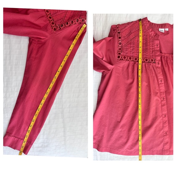 GAP Pintuck Mockneck Lace-Trim Women’s Blouse Size LG - Picture 7 of 8